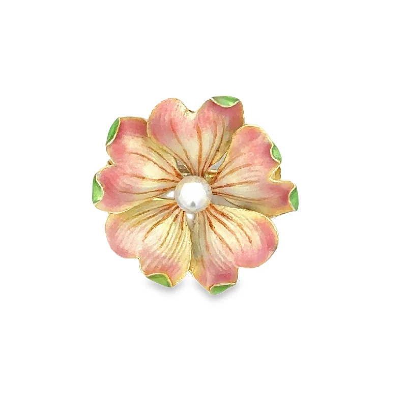 Celebrate With Sparkle – Jewelry Sale Now Live Antique Enamel Art Nouveau Flower Brooch in Yellow Gold Celebrate With Sparkle – Jewelry Sale Now Live Antique Enamel Art Nouveau Flower Brooch in Yellow Gold