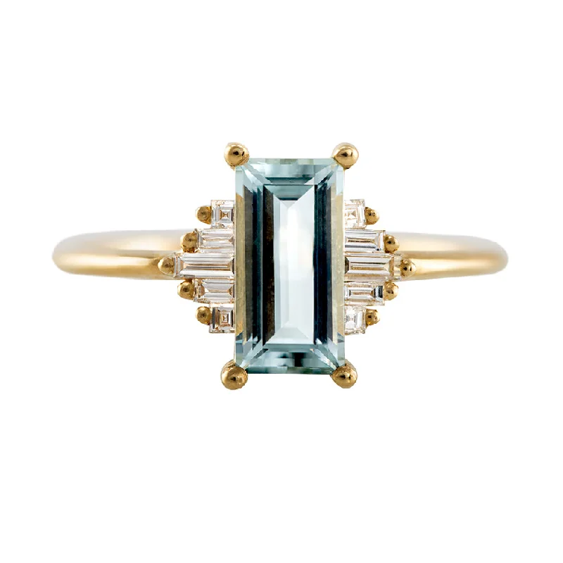 Special Jewelry Deals – Upgrade Your Collection Baguette Cut Aquamarine Ring with Diamonds