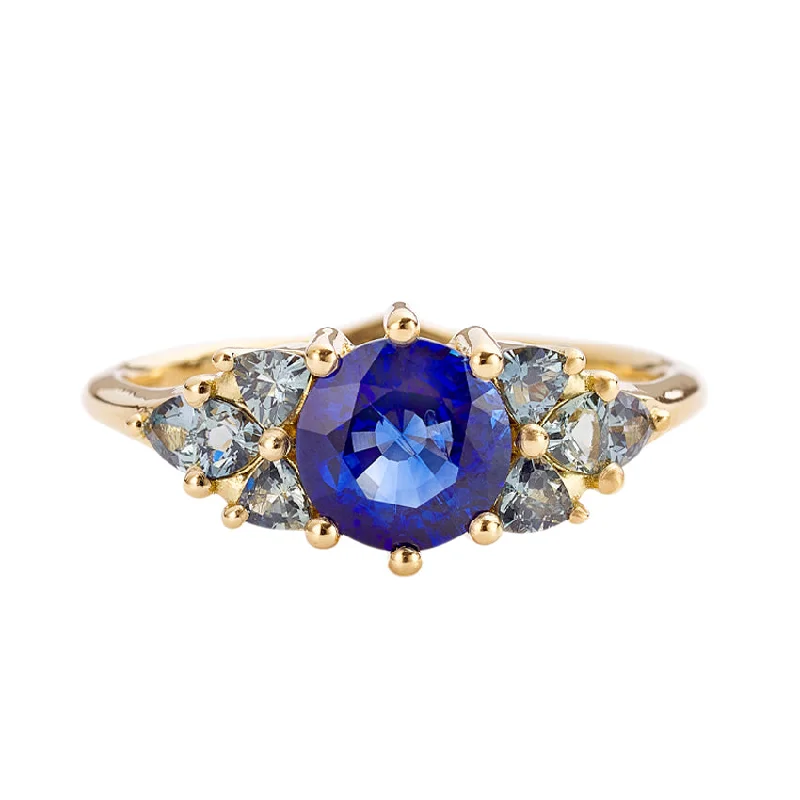 Handcrafted Jewelry Sale – Unique Designs At Low Prices Blue and Teal Sapphire Cluster Ring
