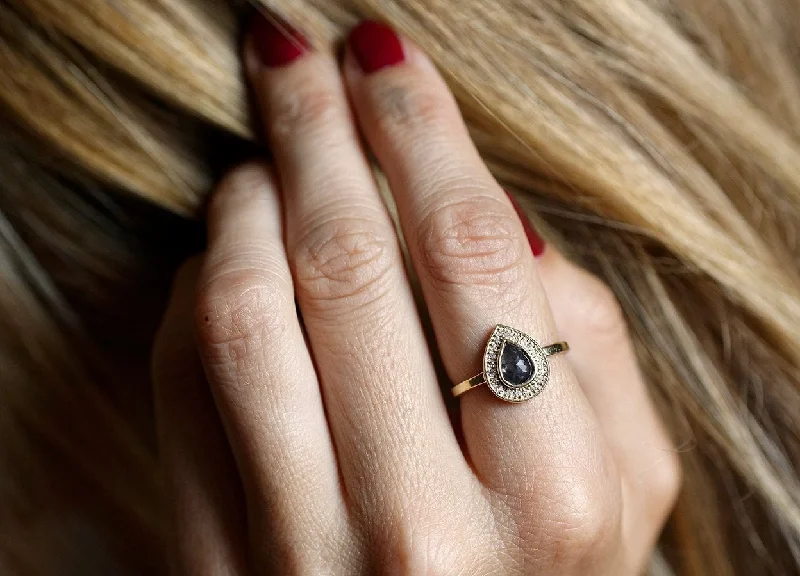 High-Quality Gemstone Jewelry For Special Occasions Denise Pear Salt & Pepper Diamond Ring