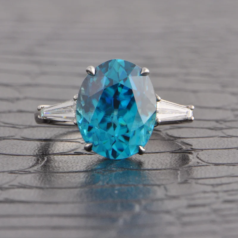 Luxury Jewelry Sale – Elegant Styles At Unbeatable Prices Magnificent Vintage Mid Century Blue Zircon and Diamond Ring in Platinum