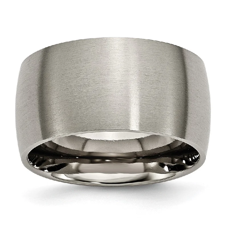 Men's 12mm Titanium Brushed Half Round Standard Fit Band