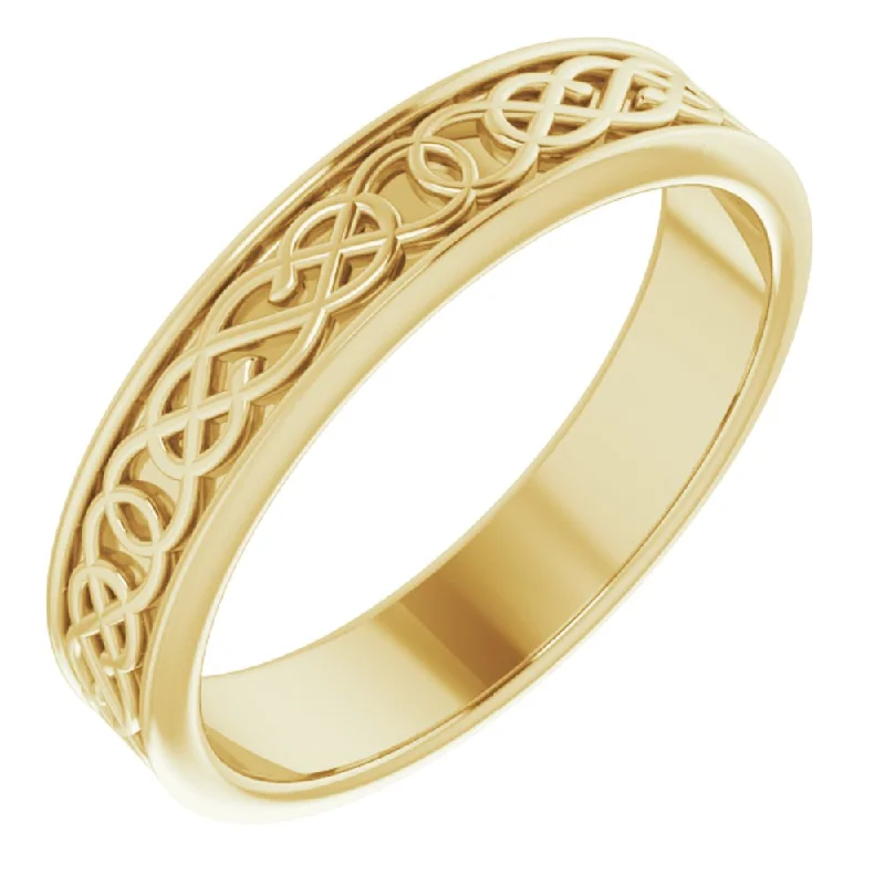 Discounted Luxury Jewelry – Shine Without The Splurge Men's 5mm 14K Yellow Gold Celtic Inspired Standard Fit Band