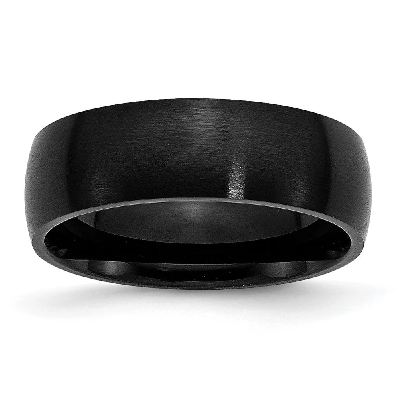 Shop Dazzling Jewelry At The Best Prices Men's 7mm Black Plated Stainless Steel Brushed Domed Band