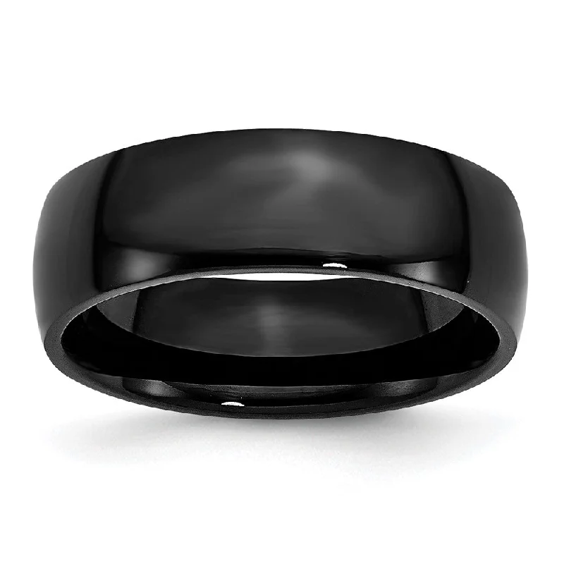 Huge Savings On Timeless Jewelry Collections Men's 7mm Black Plated Stainless Steel Polished Domed Band
