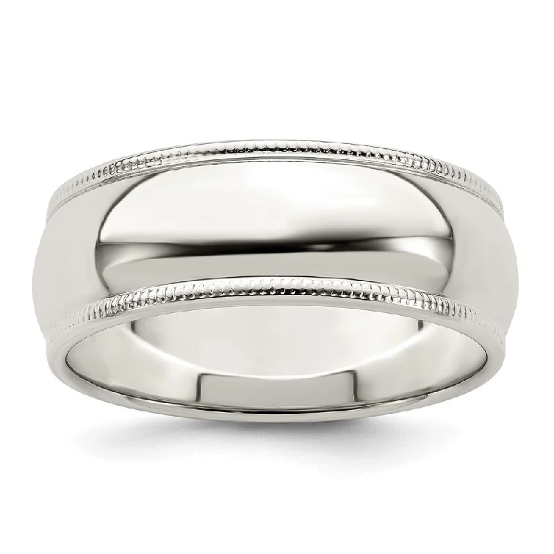 Exclusive Jewelry Offers – Shine For Less Men's 7mm Sterling Silver Half Round Milgrain Edge Standard Fit Band