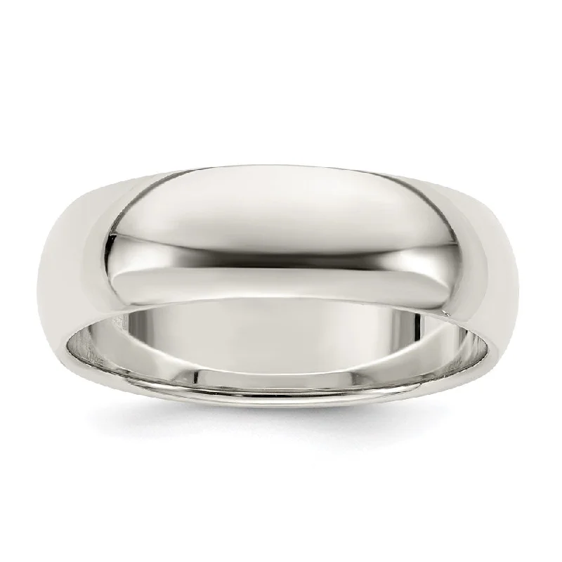 Elegant Jewelry, Exclusive Prices – Shop Now Men's 7mm Sterling Silver Polished Half Round Standard Fit Band