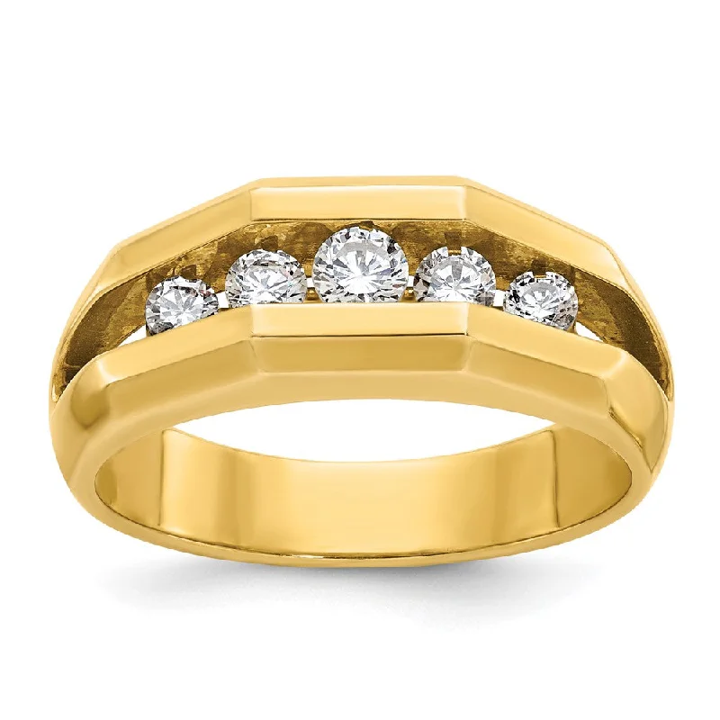 Discounted Jewelry For A Glamorous Look Men's 8mm 14K Yellow Gold 1/2 Ctw Diamond Tapered Split Shank Band
