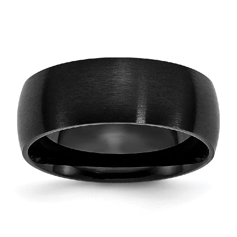 Exclusive Jewelry Sale – Shine For Less Men's 8mm Black Plated Stainless Steel Brushed Domed Band