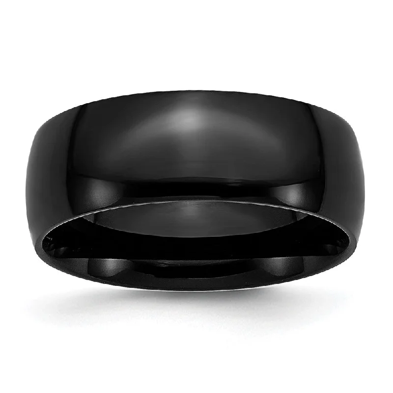 Flash Sale On Stunning Jewelry – Don't Miss Out Men's 8mm Black Plated Stainless Steel Polished Domed Band