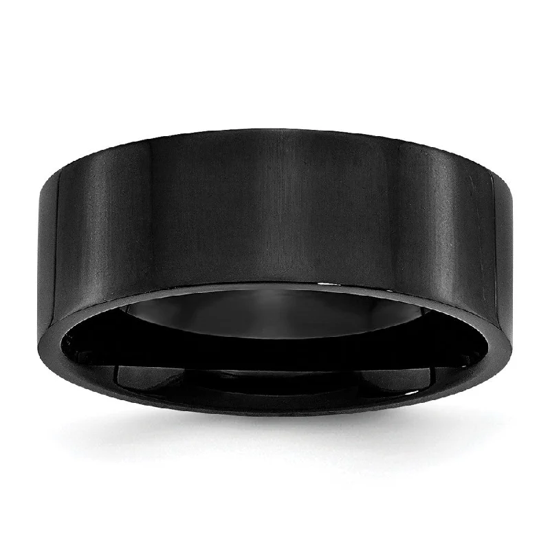 Seasonal Jewelry Deals – Elevate Your Style Men's 8mm Black Plated Stainless Steel Polished Flat Band