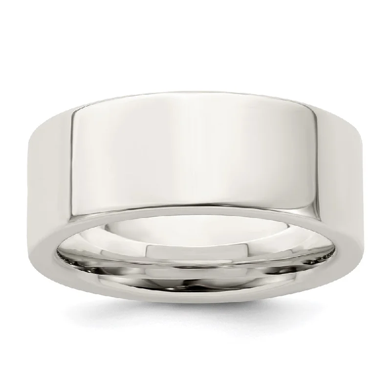 Elegant Designs, Unbeatable Discounts – Shop Jewelry Now Men's 8mm Sterling Silver Polished Flat Comfort Fit Band