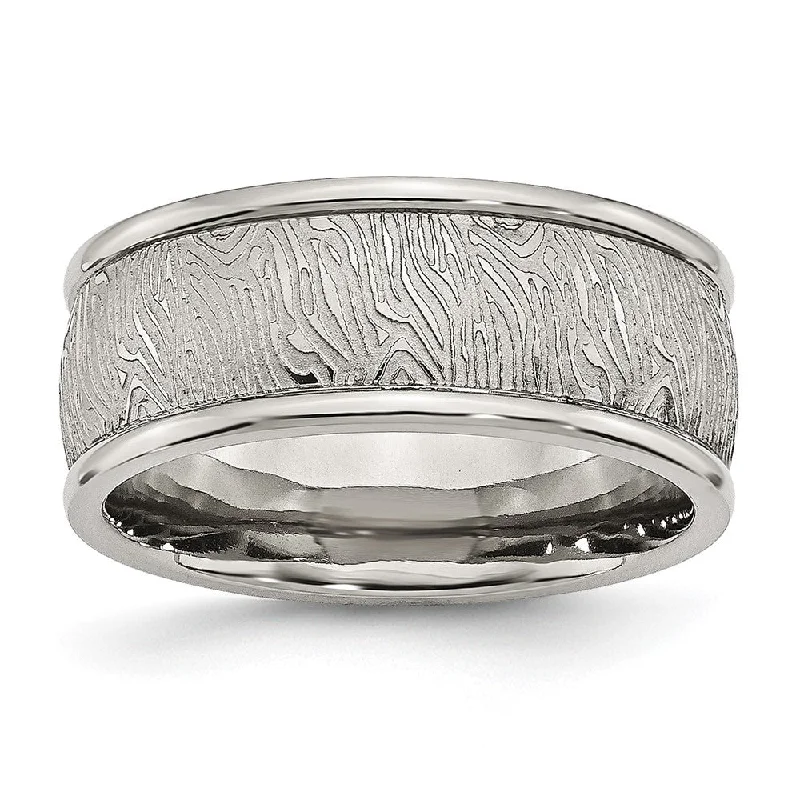 Jewelry Sale – Exclusive Styles At Lower Prices Men's 9mm Stainless Steel Polished and Textured Rounded Edge Band Jewelry Sale – Exclusive Styles At Lower Prices Men's 9mm Stainless Steel Polished and Textured Rounded Edge Band