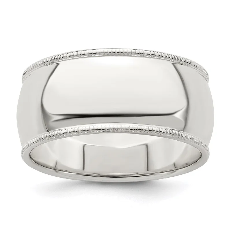 Unique Jewelry For Less – Shop The Sale Now Men's 9mm Sterling Silver Half Round Milgrain Edge Standard Fit Band Unique Jewelry For Less – Shop The Sale Now Men's 9mm Sterling Silver Half Round Milgrain Edge Standard Fit Band