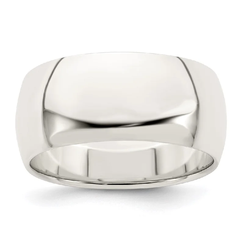 Handcrafted Beauty At Affordable Prices Men's 9mm Sterling Silver Half Round Standard Fit Band Handcrafted Beauty At Affordable Prices Men's 9mm Sterling Silver Half Round Standard Fit Band