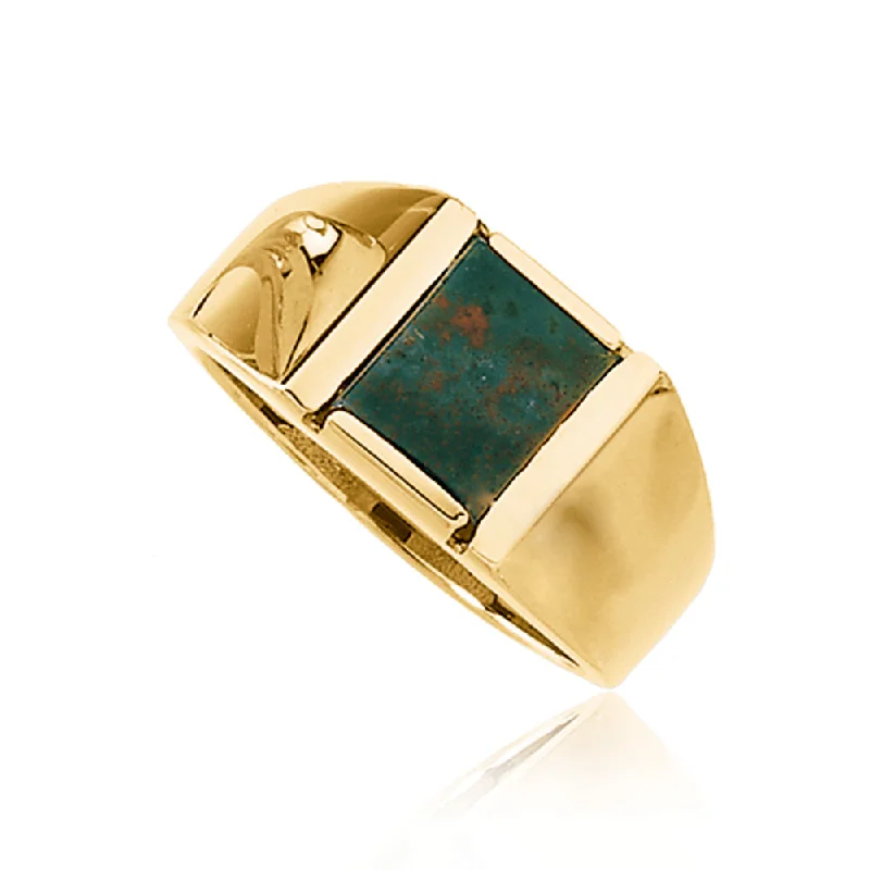Timeless Elegance At Unbelievable Discounts Men's Bloodstone and 14K Yellow Gold Tapered Ring Timeless Elegance At Unbelievable Discounts Men's Bloodstone and 14K Yellow Gold Tapered Ring