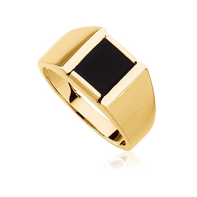 Exclusive Jewelry Markdowns – Limited-Time Offer Men's Onyx and 14K Gold Tapered Ring Exclusive Jewelry Markdowns – Limited-Time Offer Men's Onyx and 14K Gold Tapered Ring