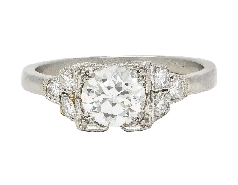 Exclusive Jewelry Offers – Shine For Less Mid-Century 0.84 CTW Diamond Platinum Vintage Engagement Ring