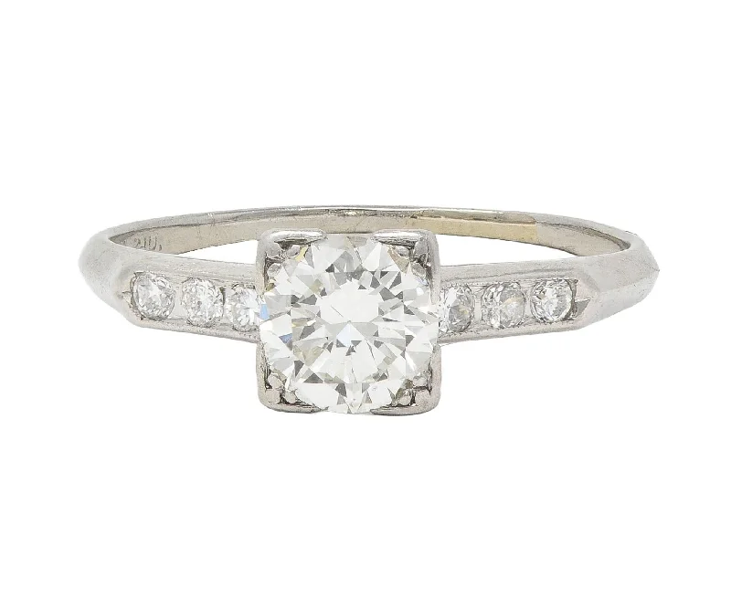 Limited-Time Jewelry Sale – Elegant Styles At Less Mid-Century 0.84 CTW Transitional Diamond Platinum Vintage Engagement Ring