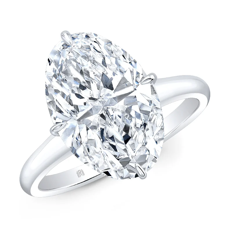 Oval Diamond Solitaire Ring in Platinum