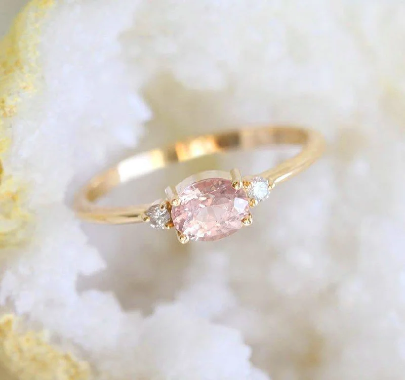 Keya Peach Sapphire Diamond Ring