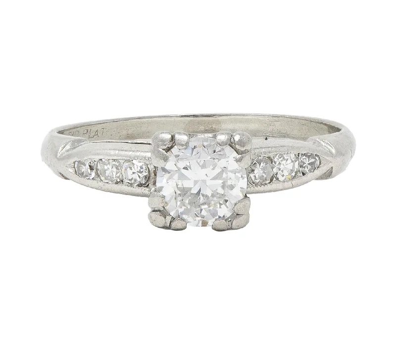 Customized Silver Jewelry For Unique Style Retro 0.63 CTW Diamond Platinum Vintage Engagement Ring