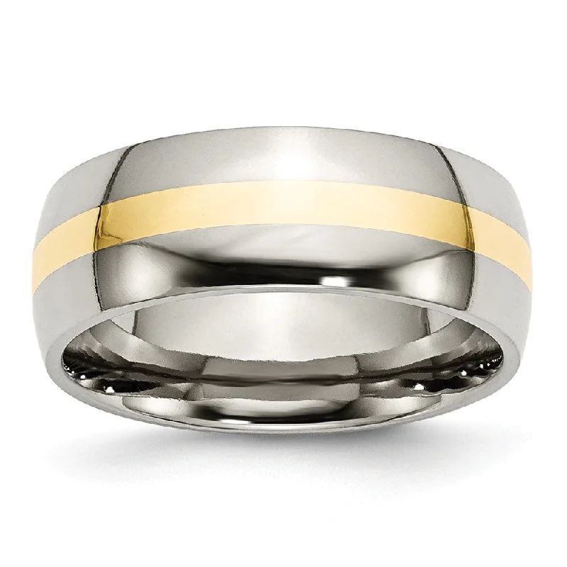 Jewelry Clearance – Final Chance To Save Big Stainless Steel & 14K Gold Inlay, 8mm Polished Unisex Comfort Fit Band Jewelry Clearance – Final Chance To Save Big Stainless Steel & 14K Gold Inlay, 8mm Polished Unisex Comfort Fit Band