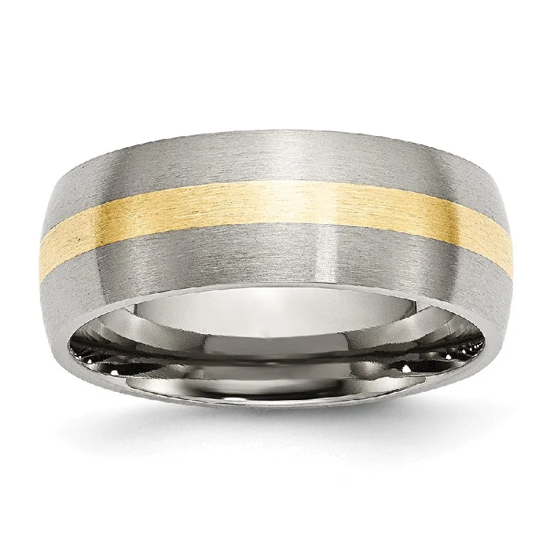 Exclusive Online Jewelry Sale – Don't Wait Stainless Steel & 14K Gold Inlay, 8mm Satin Unisex Band Exclusive Online Jewelry Sale – Don't Wait Stainless Steel & 14K Gold Inlay, 8mm Satin Unisex Band