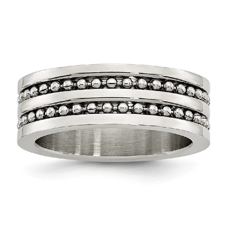 Jewelry Sale Bonanza – Grab Your Sparkle Now Stainless Steel 8mm Double Row Beaded Comfort Fit Band Jewelry Sale Bonanza – Grab Your Sparkle Now Stainless Steel 8mm Double Row Beaded Comfort Fit Band