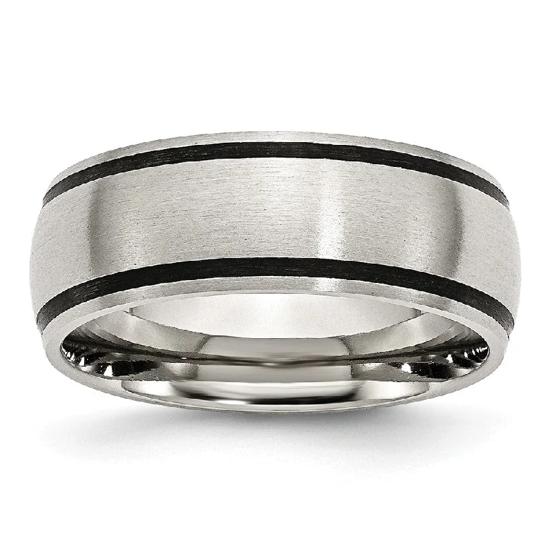 Upgrade Your Jewelry Collection For Less Stainless Steel & Black Rubber, 8mm Satin Standard Fit Band Upgrade Your Jewelry Collection For Less Stainless Steel & Black Rubber, 8mm Satin Standard Fit Band