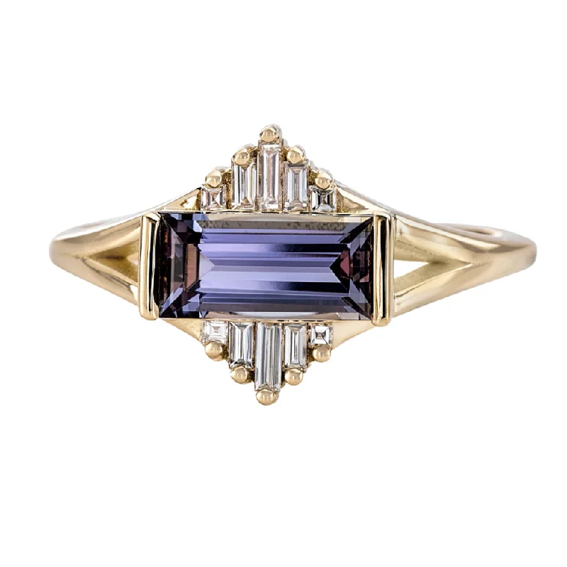 Exclusive Jewelry Discounts – Shop Now For Savings Tanzanite Engagement Ring with Baguette Diamond Pyramids - OOAK