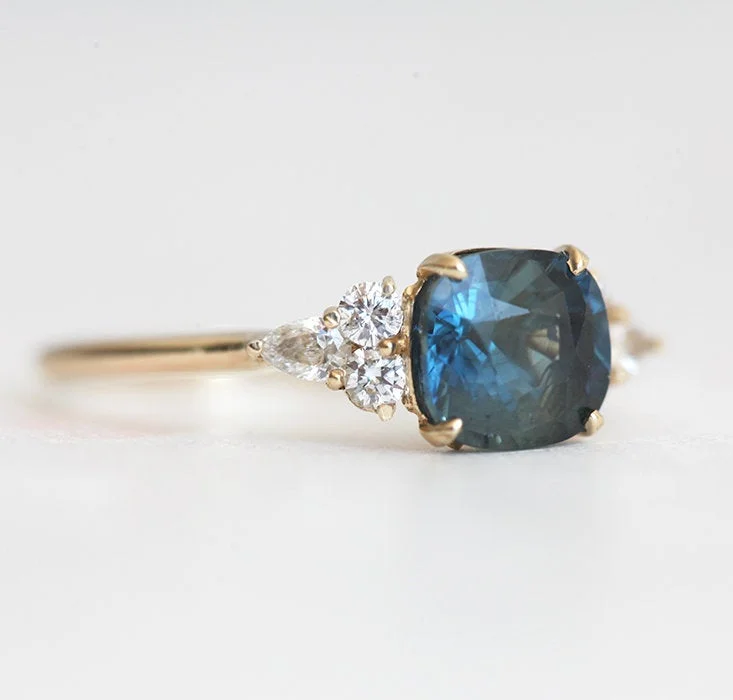 Charvi Cushion-Cut Sapphire Diamond Ring