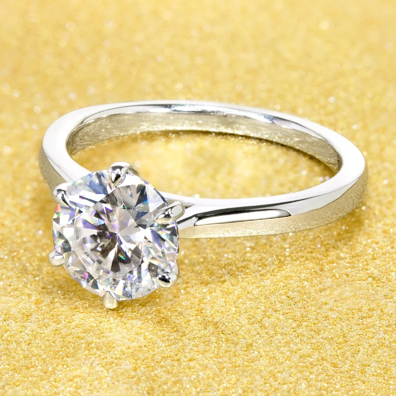 Romantic Heart-Shaped Jewelry For Special Gifts The Eva, 2ct Round Brilliant-cut Classic Cathedral Solitaire Ring