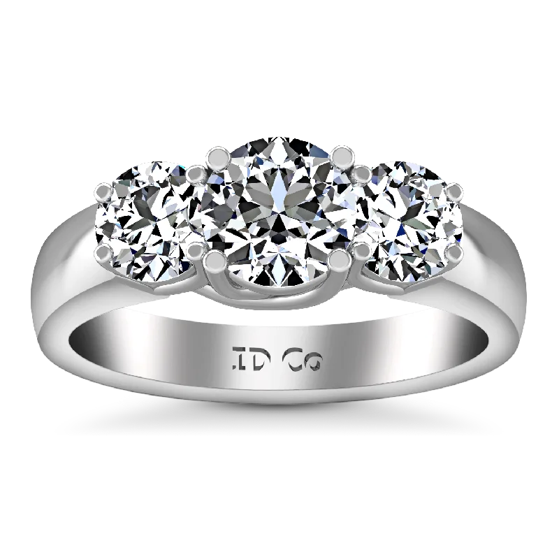 Affordable Glamour – Must-Have Jewelry At Special Rates Three Stone Engagement Ring 4 Prong Lattice 14K White Gold