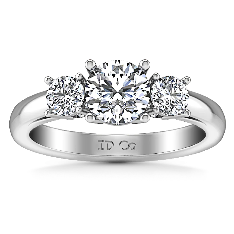 Personalized Jewelry At Special Discount Rates Three Stone Engagement Ring Alexandra 14K White Gold