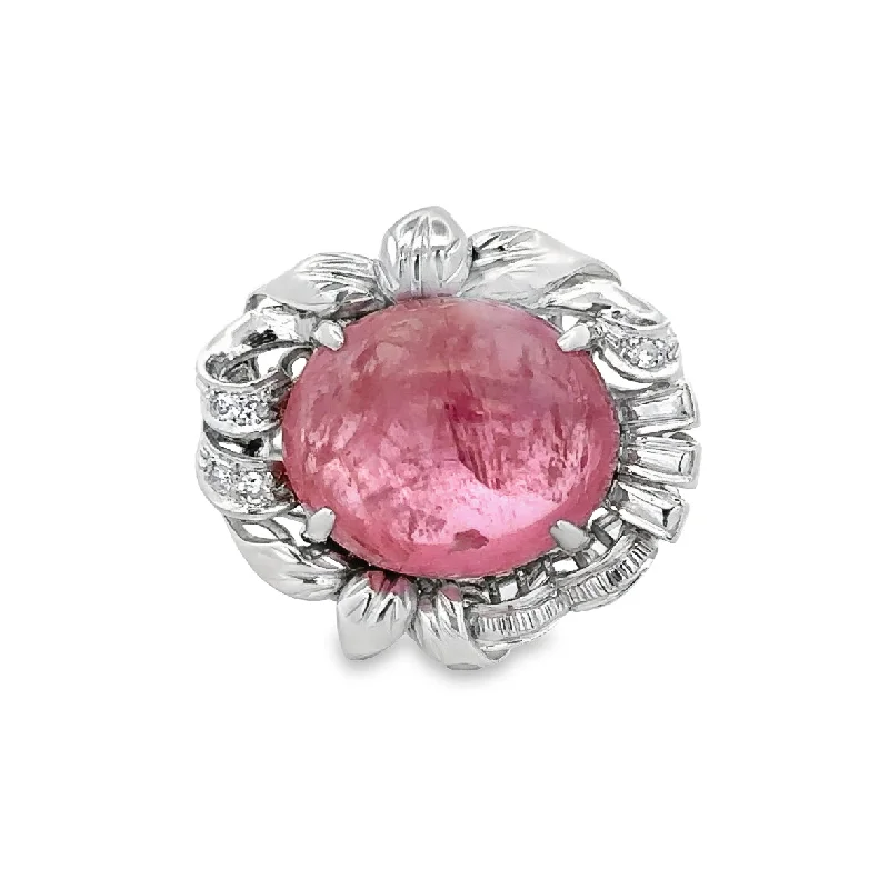 Elegant Jewelry At Unbeatable Offers – Shop Before It's Gone Vintage 1950s-60s 18k White Gold Pink Tourmaline and Diamond Ring