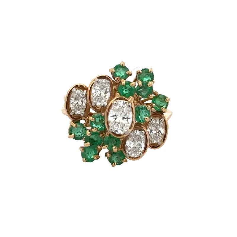 Grab Your Favorite Jewelry At The Lowest Prices Vintage 1970s Oscar Heyman Emerald and Diamond Ring in 18k Yellow Gold