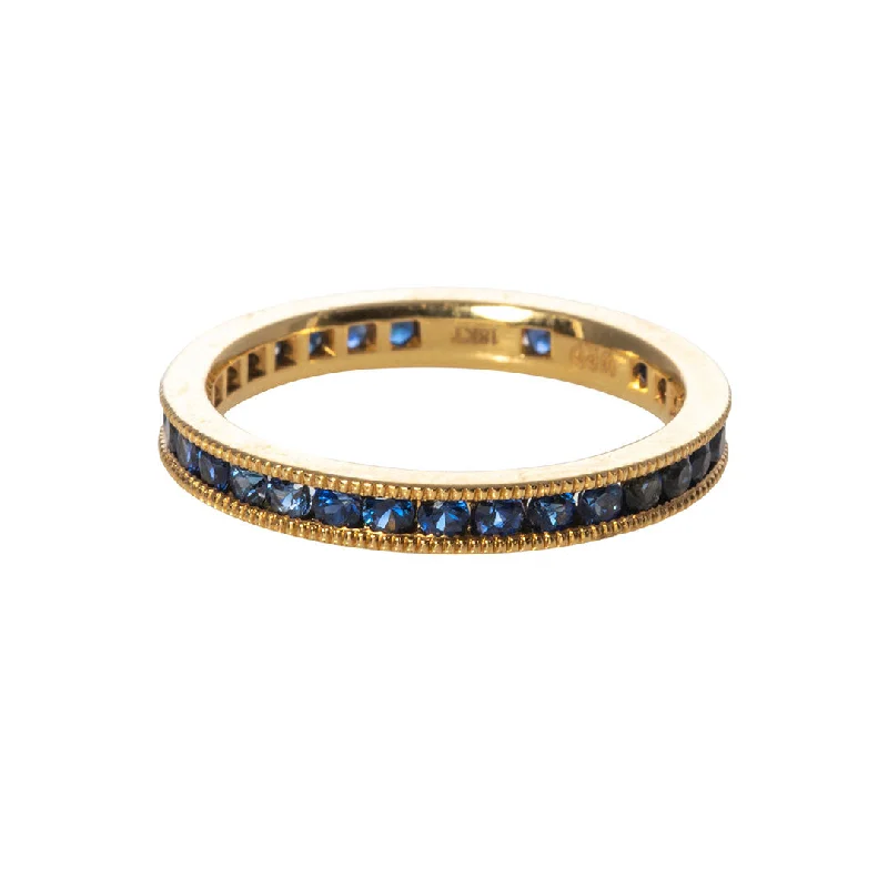 Shop Signature Jewelry Styles At Exclusive Prices 1.20ctw Sapphire Channel Set Milgrain 18K Yellow Gold Eternity Band