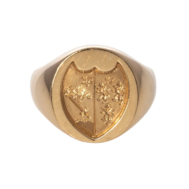 Timeless Elegance Now At Special Discounts 14K Yellow Gold Engraved 13x11mm Oval Signet Ring
