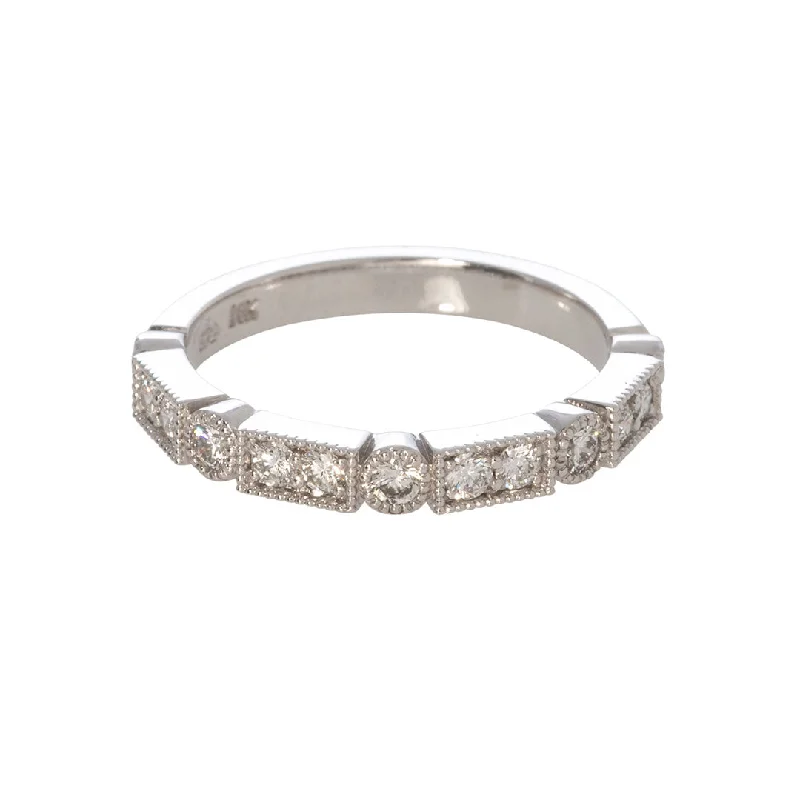 Final Call For Exquisite Jewelry At Reduced Rates .40ct Diamond Milgrain Halfway 14K White Gold Band