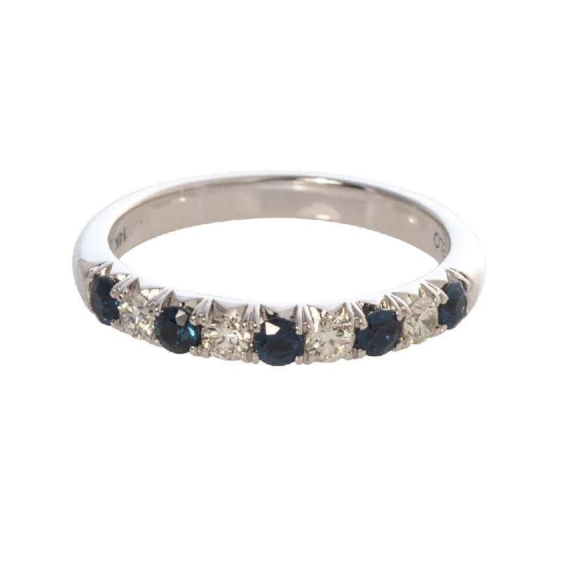 Final Call – Shop Exquisite Jewelry Before It's Gone .40ct Sapphire & .25ct Diamond Halfway 14K White Gold Band
