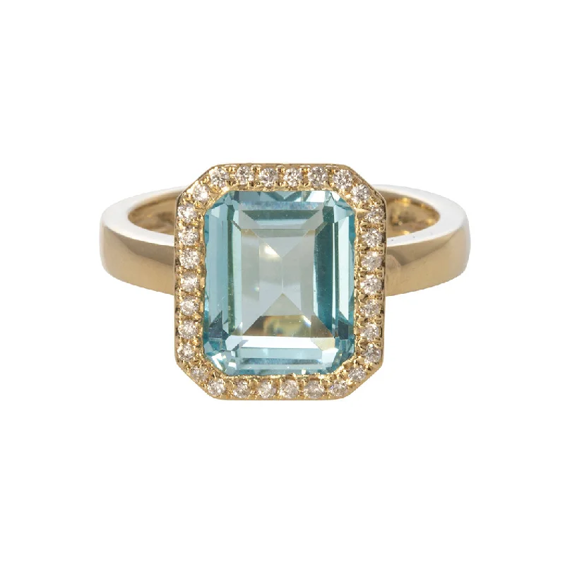 Discover Unique Jewelry With Special Limited-Time Offers 4ct Blue Topaz & Diamond 14K Yellow Gold Ring