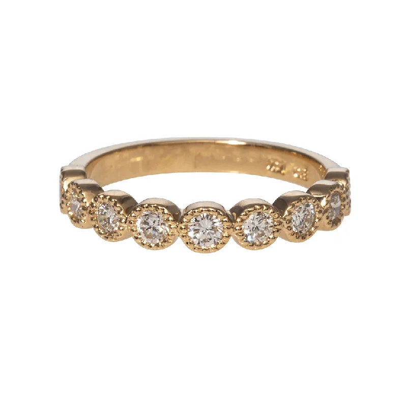 Jewelry Clearance Event – Stock Up Before It's Over .53ct Diamond Bezel Milgrain Halfway 14K Yellow Gold Band