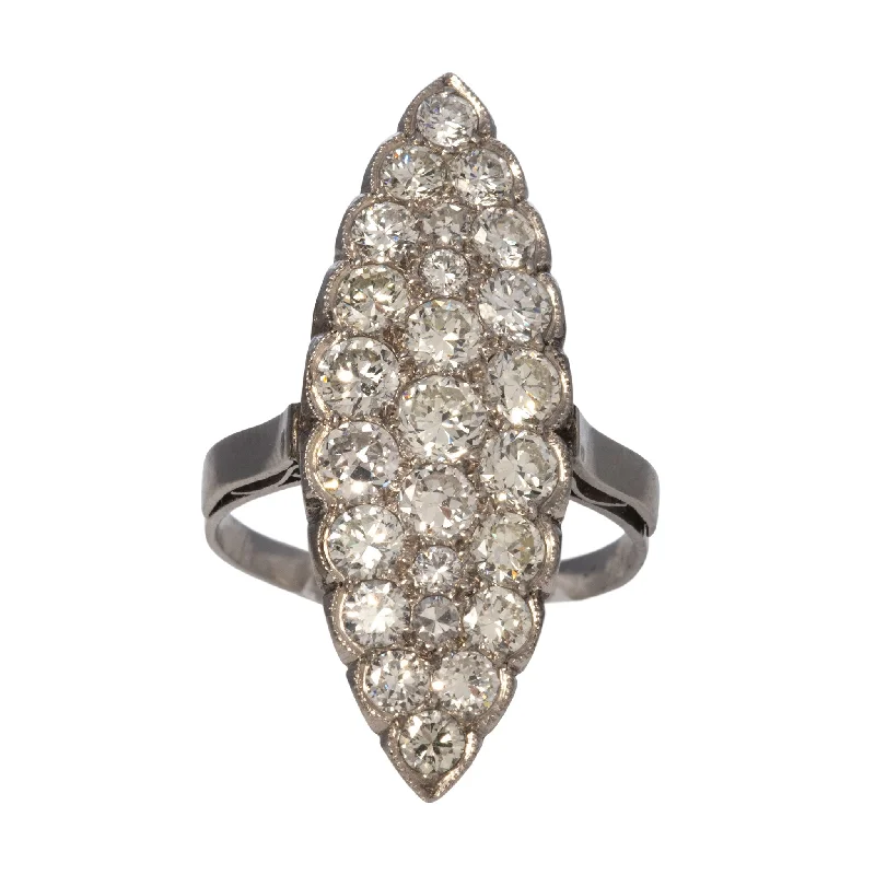Get The Sparkle You Love At Prices You Adore Art Deco 3.75ctw Diamond Navette Cluster Platinum Ring