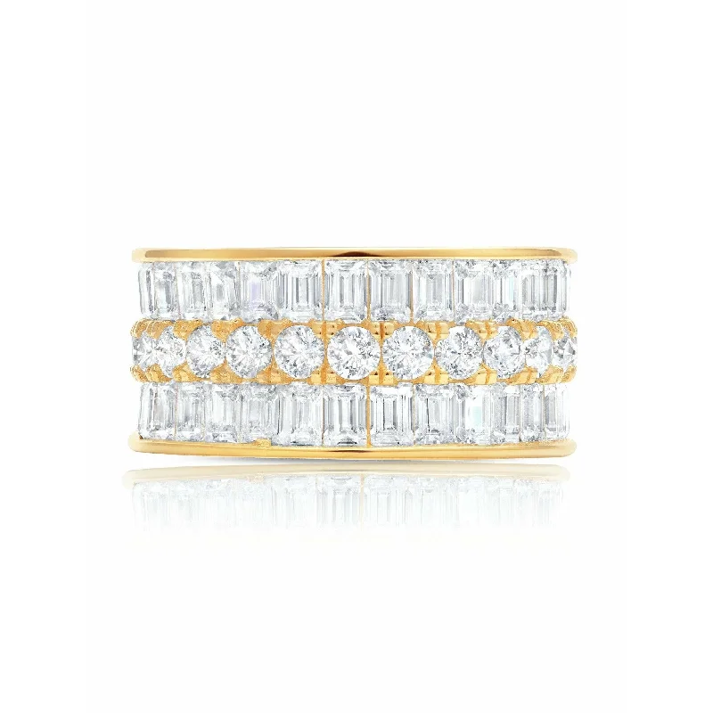 CRISLU Parallel - 18k Gold Finish Baguette Eternity Ring