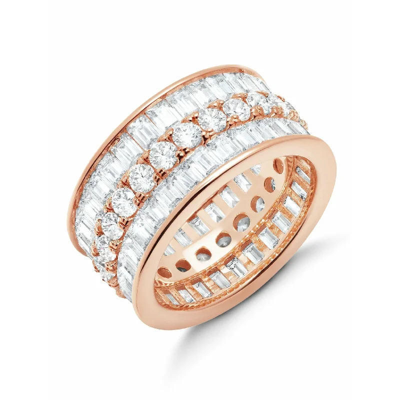 CRISLU Parallel - 18k Rose Gold Finish Baguette Eternity Ring