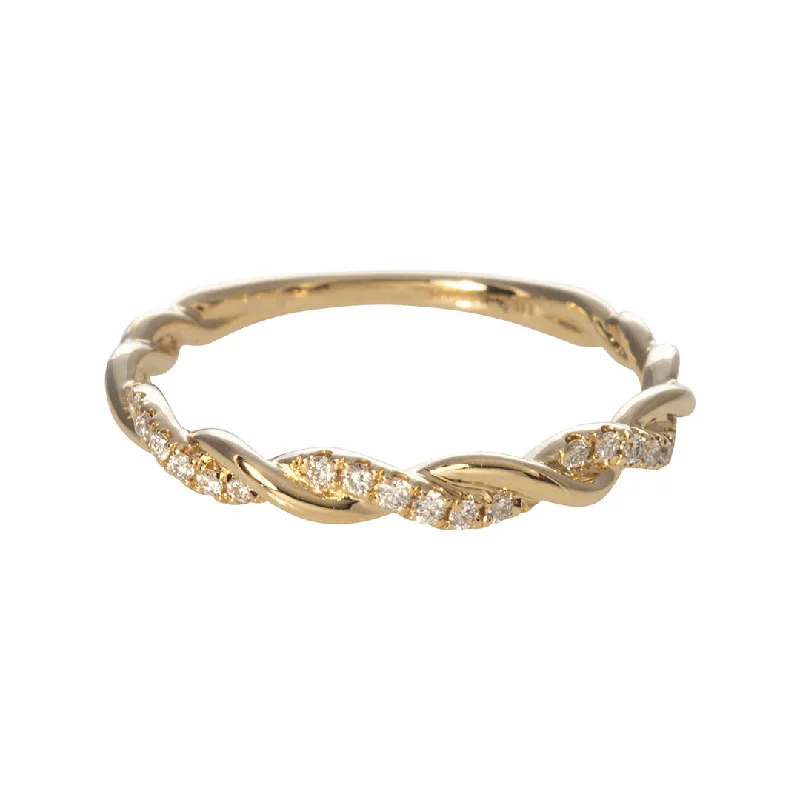 High-End Jewelry, Now More Affordable Than Ever Diamond Twist 14K Yellow Gold Stackable Band