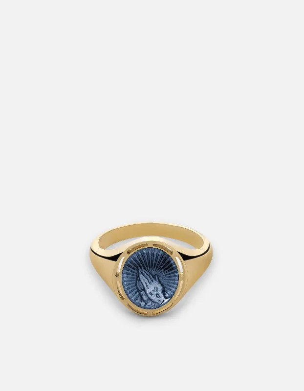 Clearance Sale On High-End Jewelry Collections Divini Ring, Gold Vermeil/Light Blue