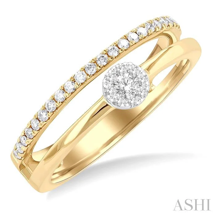 Grab Stylish Jewelry Before The Sale Ends ROUND SHAPE DOUBLE ROW LOVEBRIGHT DIAMOND FASHION RING
