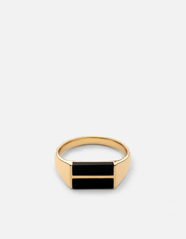 Timeless Beauty, Unbeatable Deals – Jewelry Sale On Duo Onyx Ring, Gold Vermeil